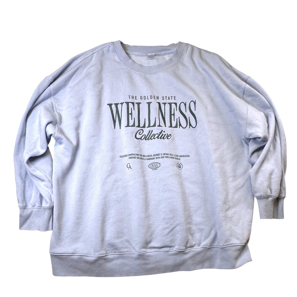 Old Navy SoComfy Wellness Collective Sweatshirt Womens XL Light Blue Graphic